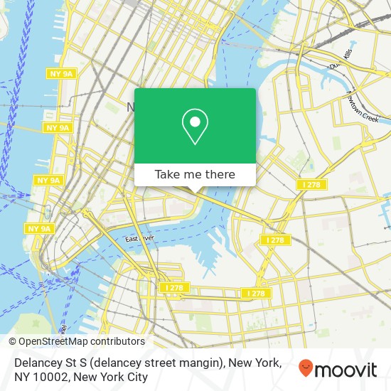 Mapa de Delancey St S (delancey street mangin), New York, NY 10002