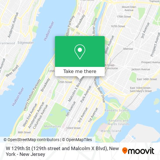 Mapa de W 129th St (129th street and Malcolm X Blvd)