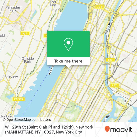 Mapa de W 129th St (Saint Clair Pl and 129th), New York (MANHATTAN), NY 10027