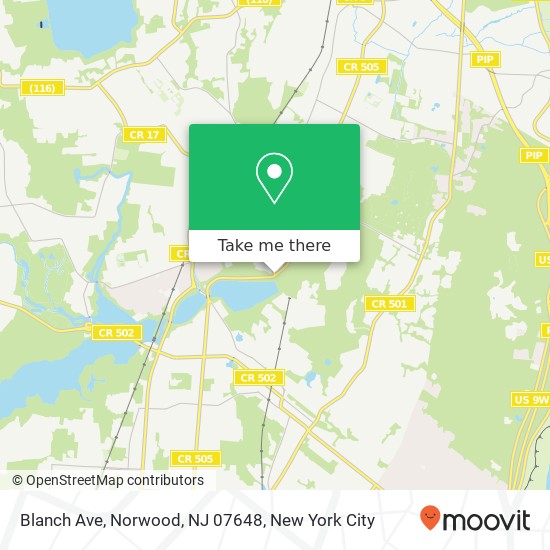 Mapa de Blanch Ave, Norwood, NJ 07648