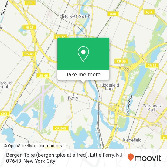 Mapa de Bergen Tpke (bergen tpke at alfred), Little Ferry, NJ 07643