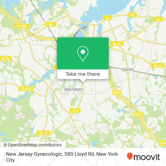 Mapa de New Jersey Gynecologic, 580 Lloyd Rd