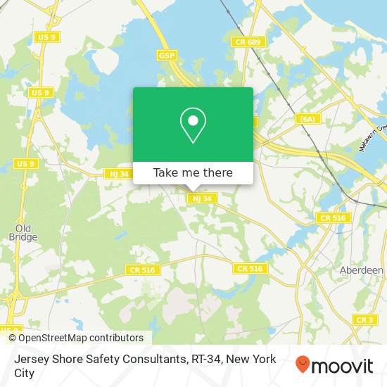 Jersey Shore Safety Consultants, RT-34 map