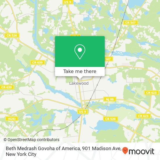Mapa de Beth Medrash Govoha of America, 901 Madison Ave