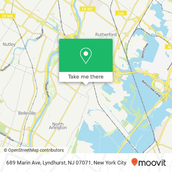 Mapa de 689 Marin Ave, Lyndhurst, NJ 07071