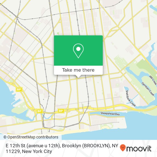 Mapa de E 12th St (avenue u 12th), Brooklyn (BROOKLYN), NY 11229
