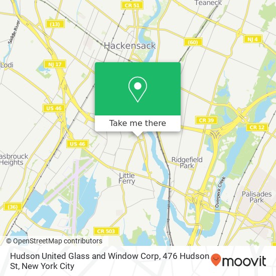 Hudson United Glass and Window Corp, 476 Hudson St map