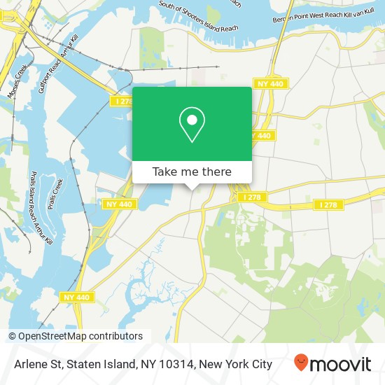 Mapa de Arlene St, Staten Island, NY 10314