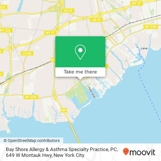 Mapa de Bay Shore Allergy & Asthma Specialty Practice, PC, 649 W Montauk Hwy