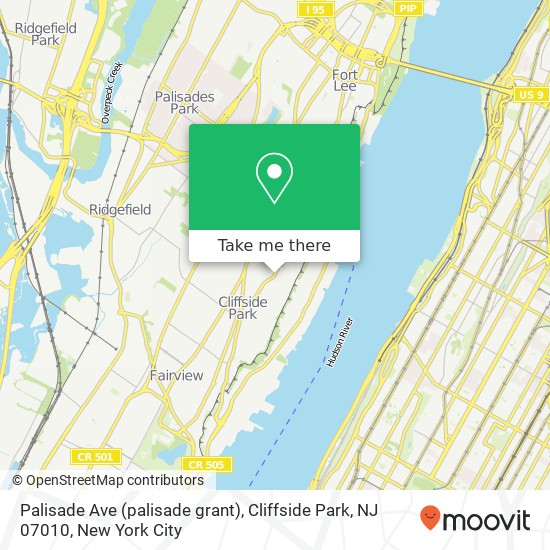 Palisade Ave (palisade grant), Cliffside Park, NJ 07010 map