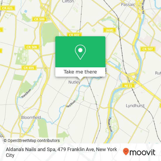 Mapa de Aldana's Nails and Spa, 479 Franklin Ave