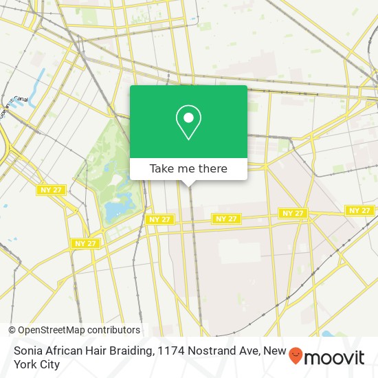 Mapa de Sonia African Hair Braiding, 1174 Nostrand Ave