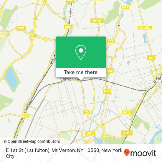 Mapa de E 1st St (1st fulton), Mt Vernon, NY 10550