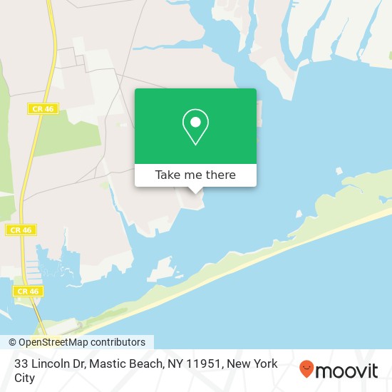 Mapa de 33 Lincoln Dr, Mastic Beach, NY 11951