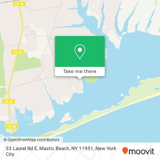 Mapa de 33 Laurel Rd E, Mastic Beach, NY 11951