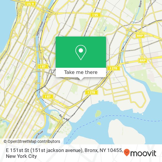 Mapa de E 151st St (151st jackson avenue), Bronx, NY 10455