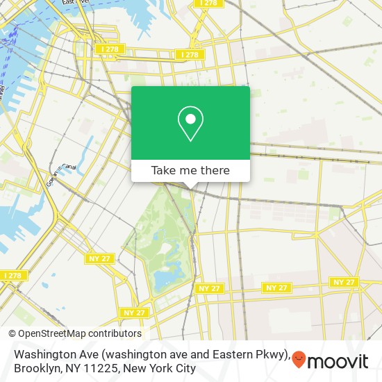 Mapa de Washington Ave (washington ave and Eastern Pkwy), Brooklyn, NY 11225