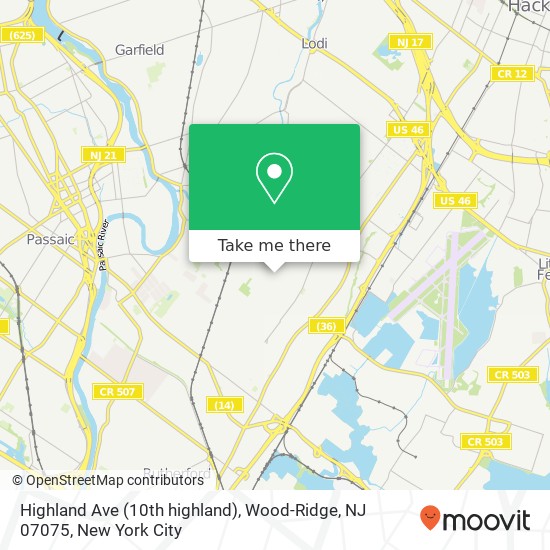 Mapa de Highland Ave (10th highland), Wood-Ridge, NJ 07075