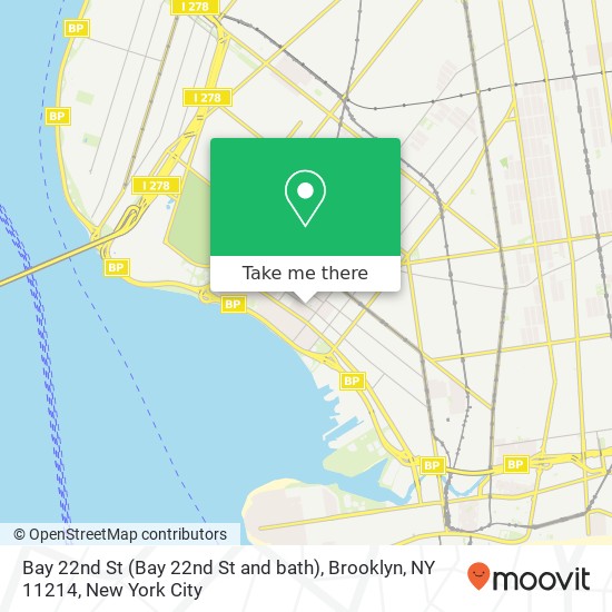 Mapa de Bay 22nd St (Bay 22nd St and bath), Brooklyn, NY 11214