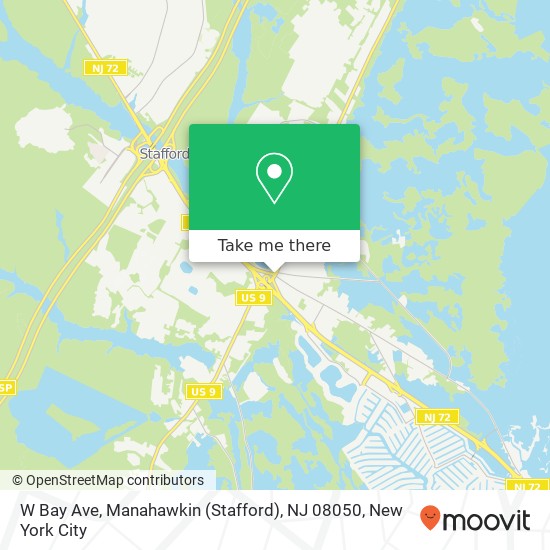 Mapa de W Bay Ave, Manahawkin (Stafford), NJ 08050