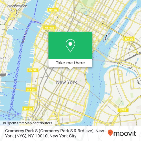 Mapa de Gramercy Park S (Gramercy Park S & 3rd ave), New York (NYC), NY 10010