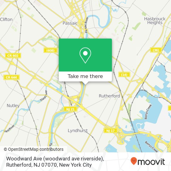 Woodward Ave (woodward ave riverside), Rutherford, NJ 07070 map