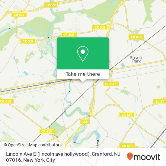 Lincoln Ave E (lincoln ave hollywood), Cranford, NJ 07016 map