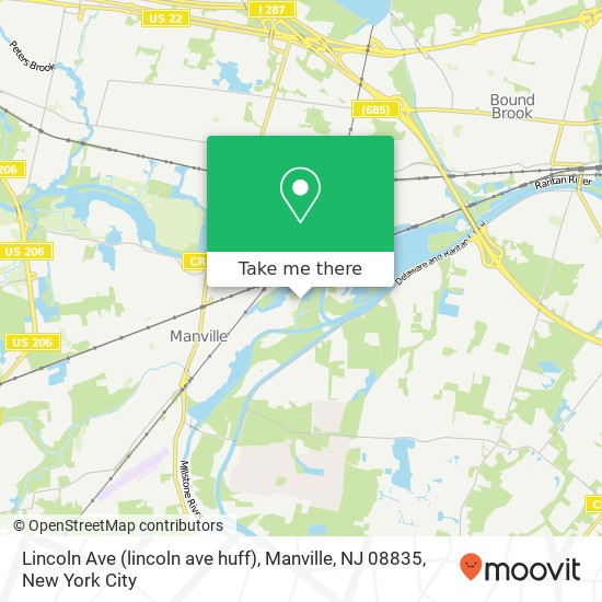 Mapa de Lincoln Ave (lincoln ave huff), Manville, NJ 08835