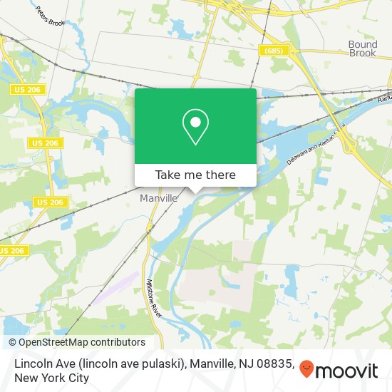Lincoln Ave (lincoln ave pulaski), Manville, NJ 08835 map