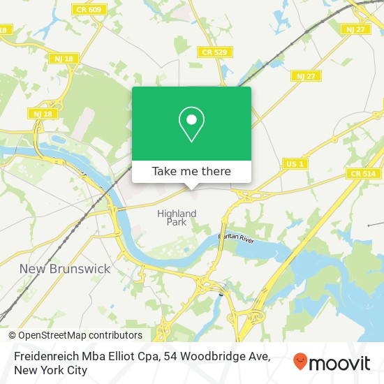 Mapa de Freidenreich Mba Elliot Cpa, 54 Woodbridge Ave