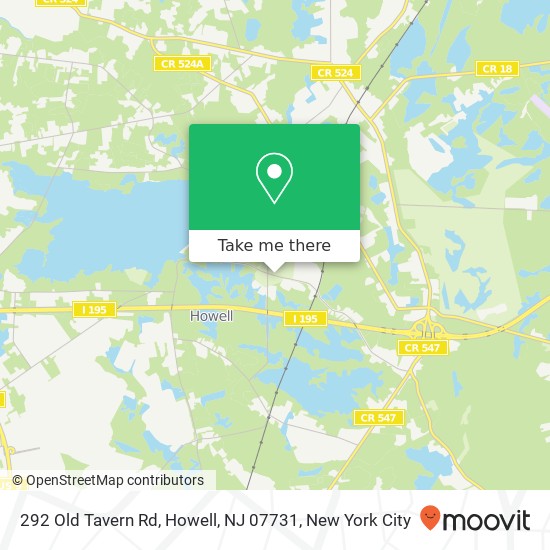 Mapa de 292 Old Tavern Rd, Howell, NJ 07731
