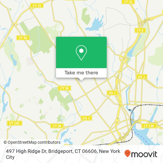 Mapa de 497 High Ridge Dr, Bridgeport, CT 06606