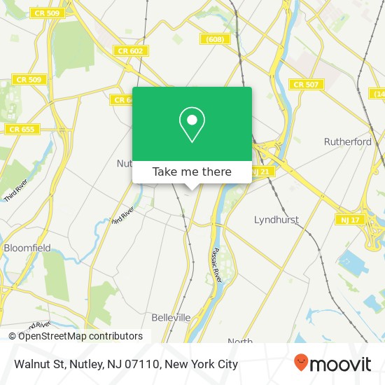 Mapa de Walnut St, Nutley, NJ 07110