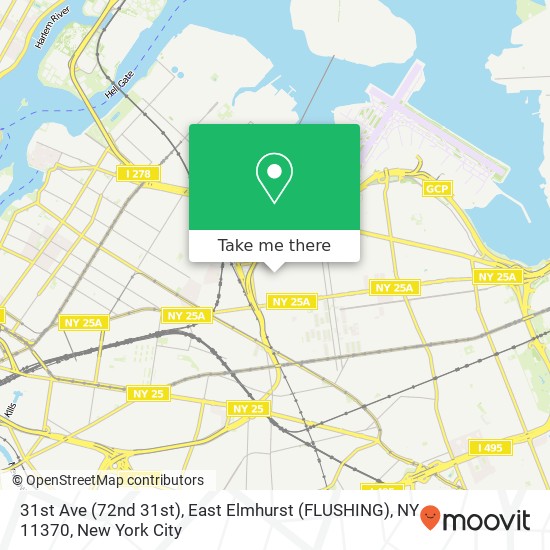 Mapa de 31st Ave (72nd 31st), East Elmhurst (FLUSHING), NY 11370