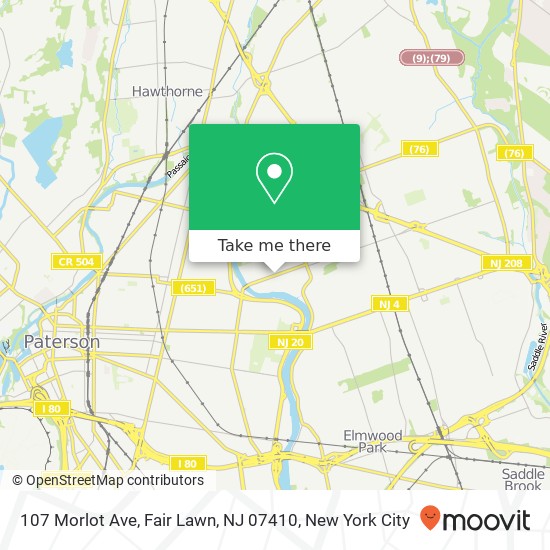Mapa de 107 Morlot Ave, Fair Lawn, NJ 07410