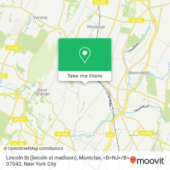 Mapa de Lincoln St (lincoln st madison), Montclair, <B>NJ< / B> 07042