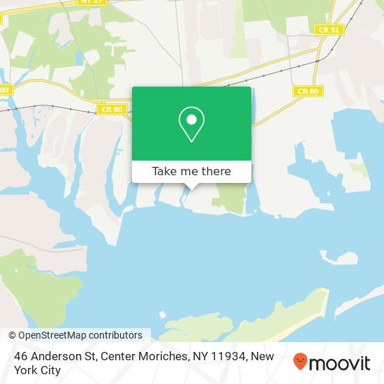 Mapa de 46 Anderson St, Center Moriches, NY 11934