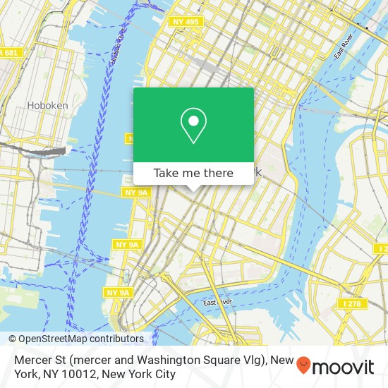 Mapa de Mercer St (mercer and Washington Square Vlg), New York, NY 10012