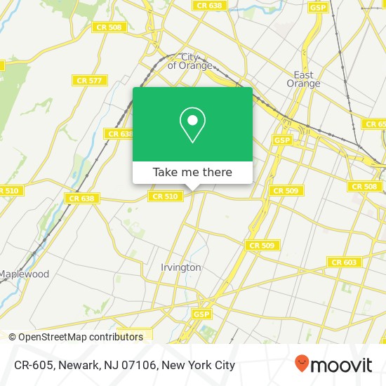 Mapa de CR-605, Newark, NJ 07106