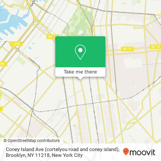Mapa de Coney Island Ave (cortelyou road and coney island), Brooklyn, NY 11218