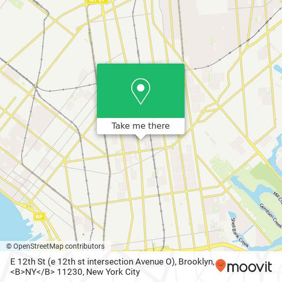Mapa de E 12th St (e 12th st intersection Avenue O), Brooklyn, <B>NY< / B> 11230