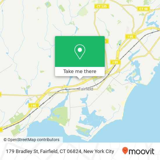 Mapa de 179 Bradley St, Fairfield, CT 06824
