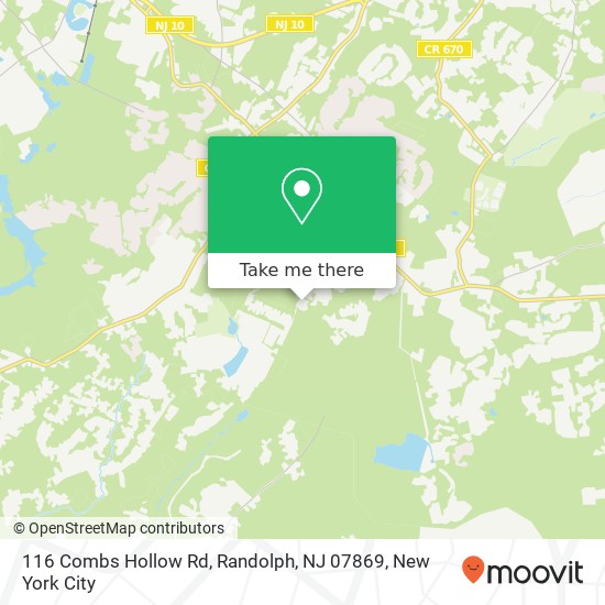 Mapa de 116 Combs Hollow Rd, Randolph, NJ 07869