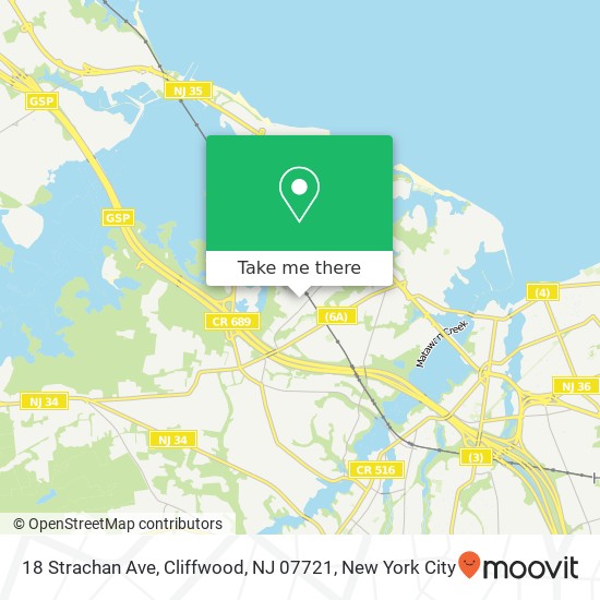 Mapa de 18 Strachan Ave, Cliffwood, NJ 07721