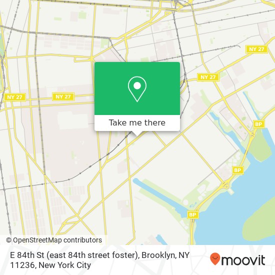 Mapa de E 84th St (east 84th street foster), Brooklyn, NY 11236