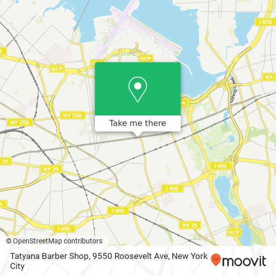 Mapa de Tatyana Barber Shop, 9550 Roosevelt Ave