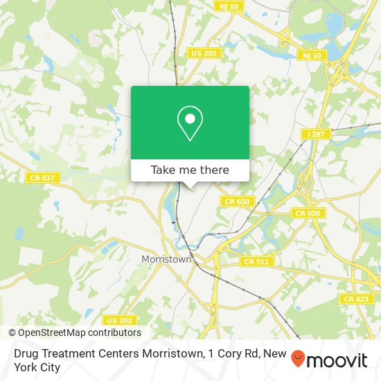 Mapa de Drug Treatment Centers Morristown, 1 Cory Rd