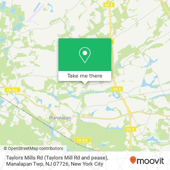 Mapa de Taylors Mills Rd (Taylors Mill Rd and pease), Manalapan Twp, NJ 07726