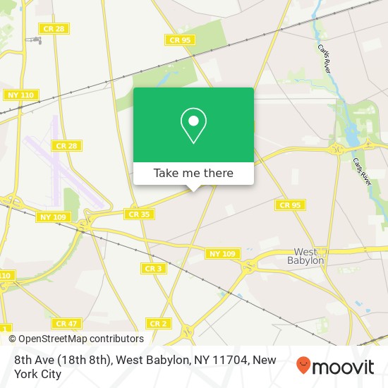 Mapa de 8th Ave (18th 8th), West Babylon, NY 11704