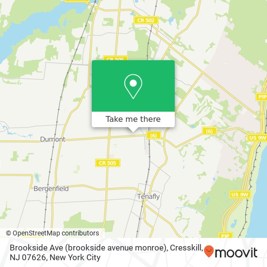 Mapa de Brookside Ave (brookside avenue monroe), Cresskill, NJ 07626